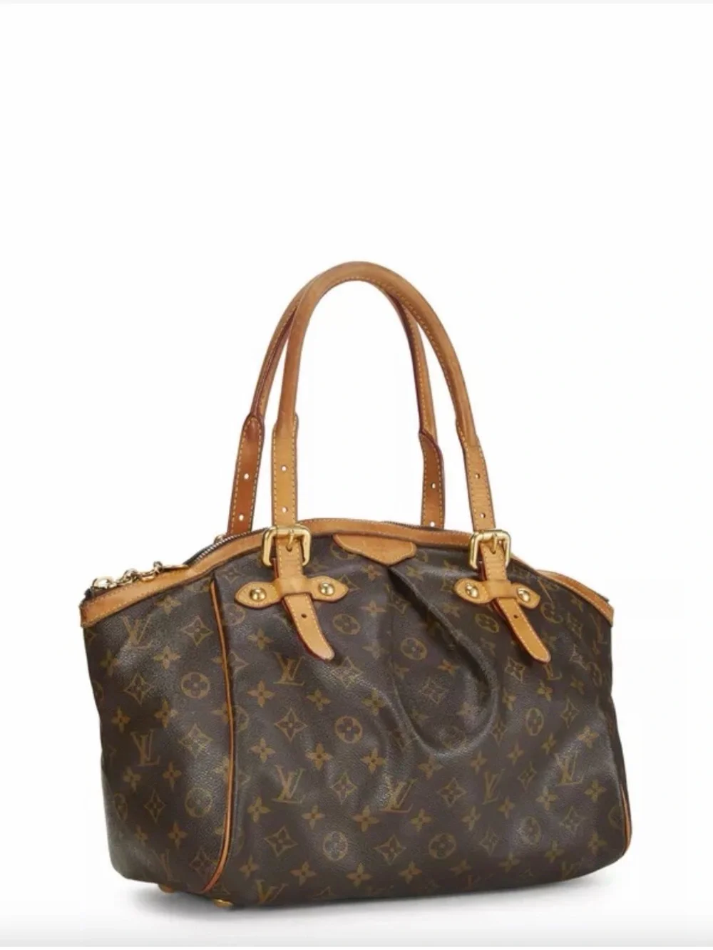 Louis Vuitton Monogram Canvas Tote with Tan Leather Handles